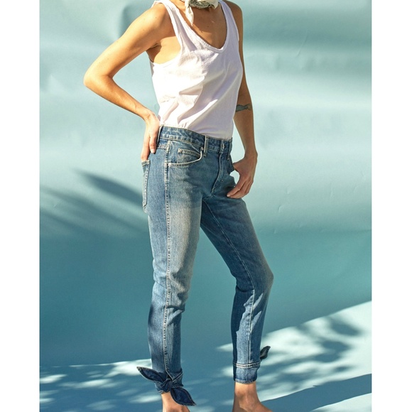 jeans with ties at ankle